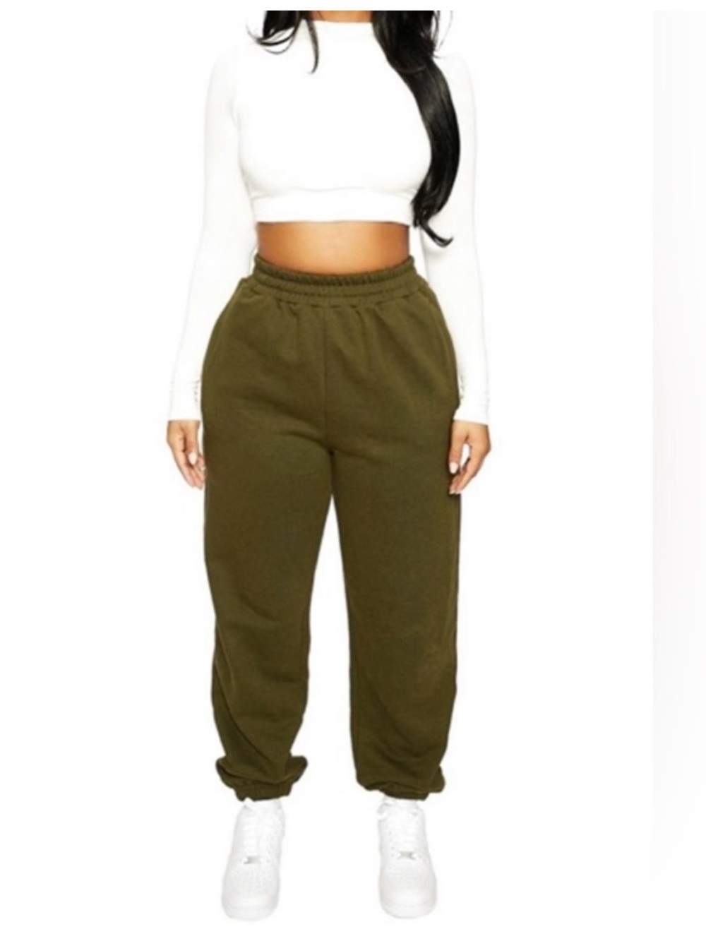 Naked Wardrobe, Women’s Olive Green Joggers